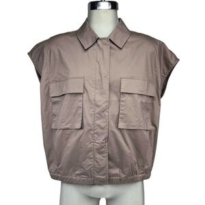 FRANK AND OAK Organic Cotton Sleeveless Gray Taupe Utility Vest Size L